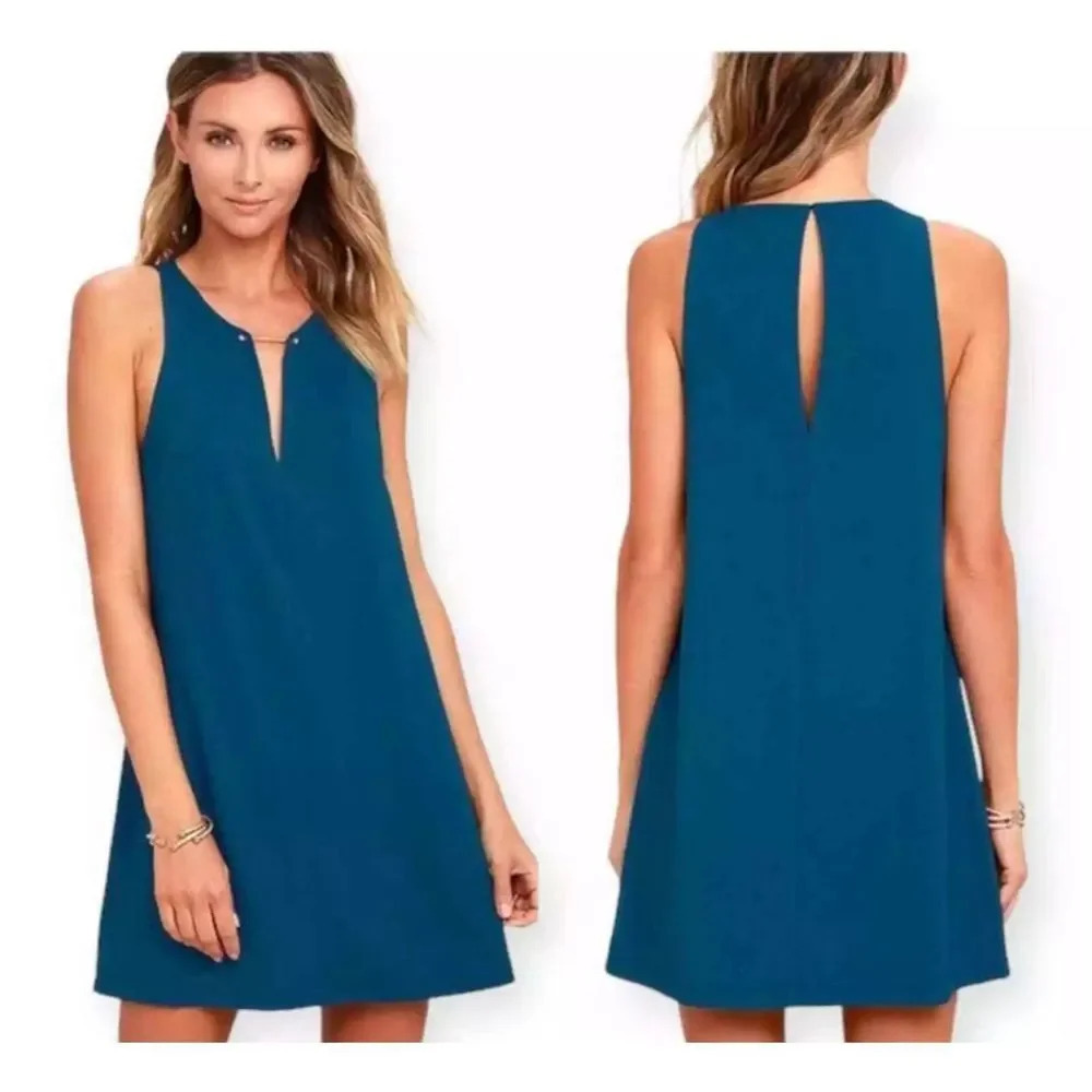 Lulus Near or Bar Teal Blue Shift Dress‎